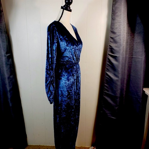 THE FIFTH LABEL Blue Velvet Cosmology Faux Wrap Maxi Dress NWT Size Small - Picture 2 of 3
